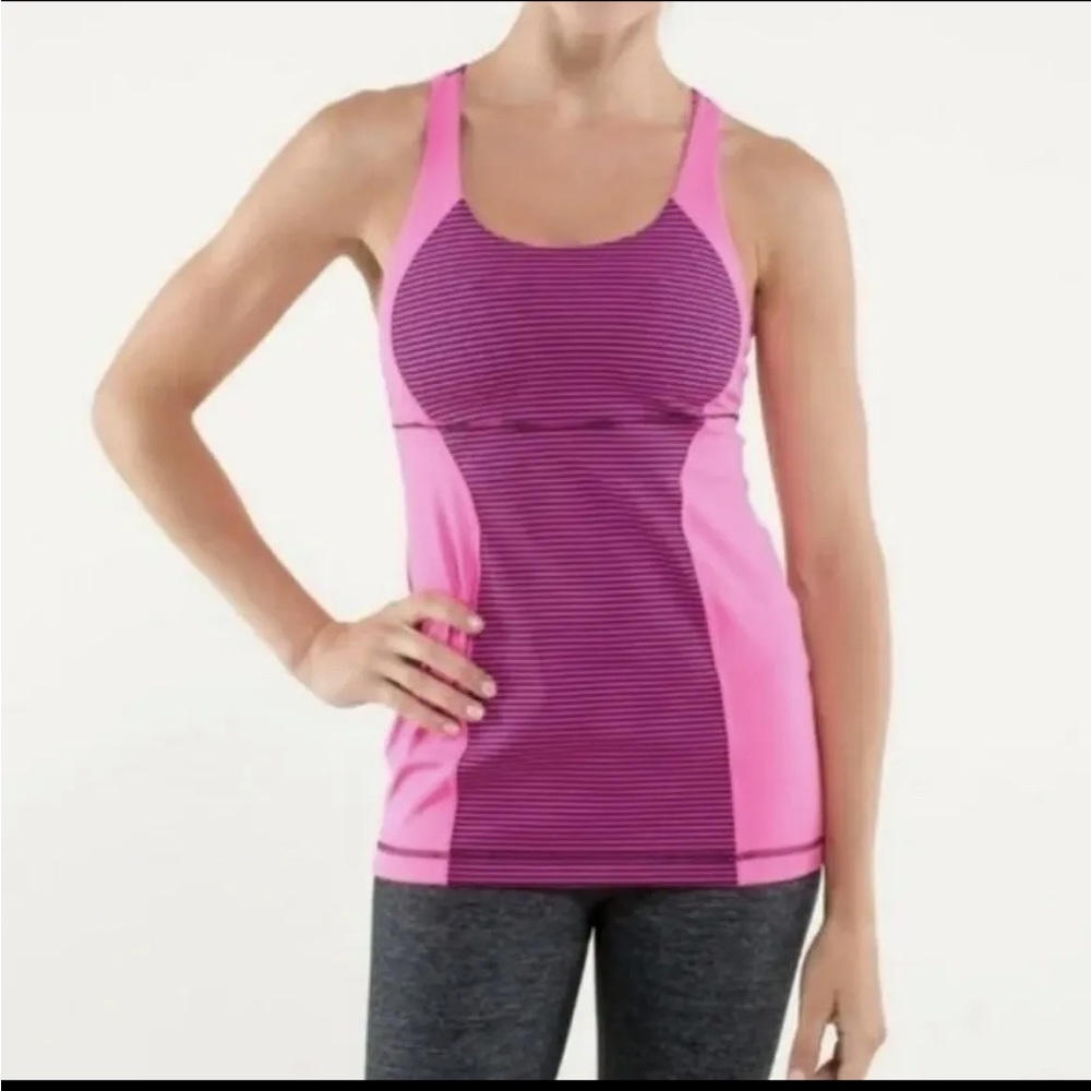 Lululemon Size 8 Medium Energy Tank Raspberry Glo Light Plum Athleisure Tank Top
